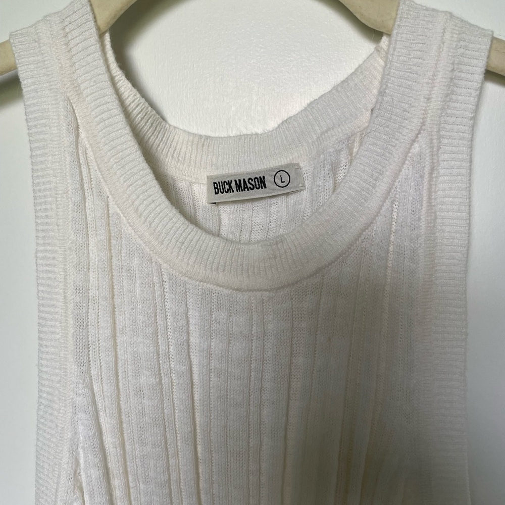 Buck Mason Ivory Ribbed Tank Top - Picture 2 of 2